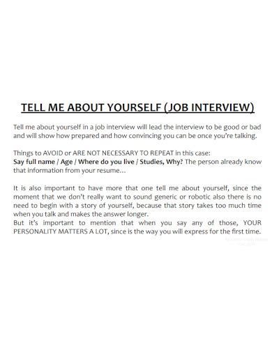tmay examples|Tell Me About Yourself: Common MBA Interview Questions.